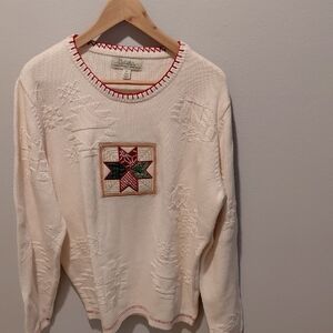 Cabela's Cream Sweater with Red and Green Star